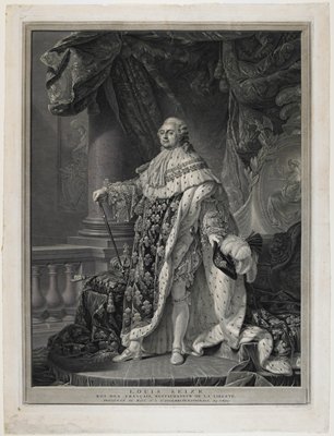 Dokumentasi “Le Sacre - Portrait of King Louis XVI in Coronation Regalia”; Engraving and etching. Minneapolis Institute of Art.