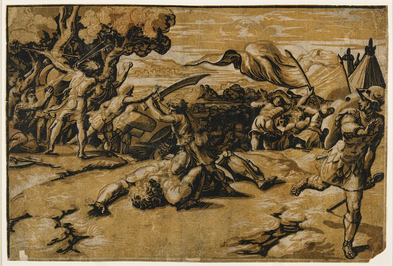 David Slaying Goliath, Ugo da Carpi, c. 1518