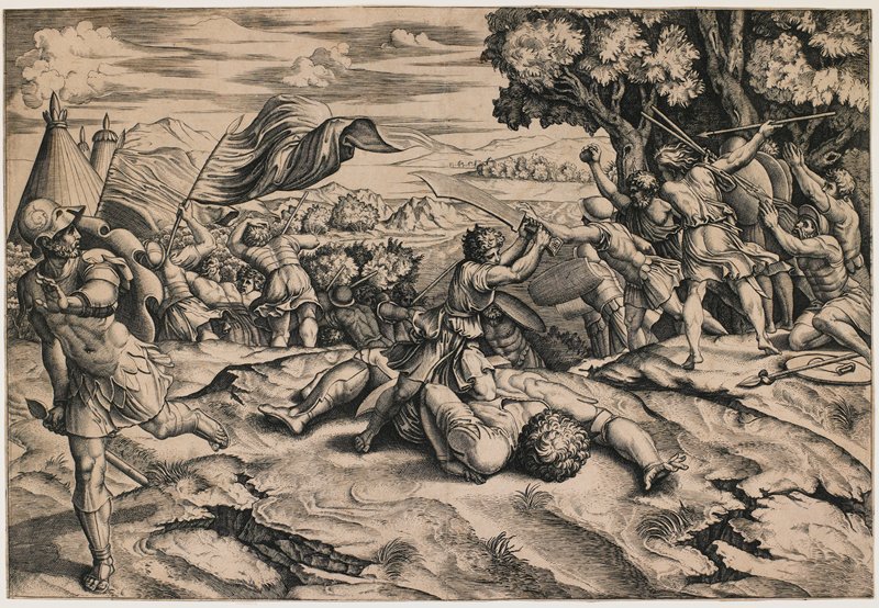 David Beheading Goliath, Marcantonio Raimondi, c. 1520–25