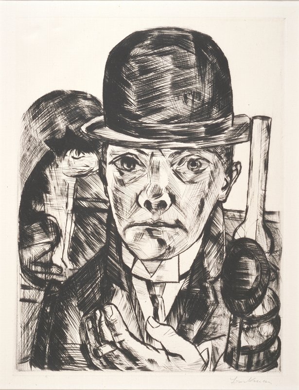 Selbstbildnis mit steifem Hut (Self-Portrait in Bowler Hat), Макс Бекман, 1921