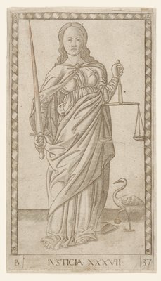 Dokumentasi “Justice”; Engraving heightened with gold with traces of red. Minneapolis Institute of Art.