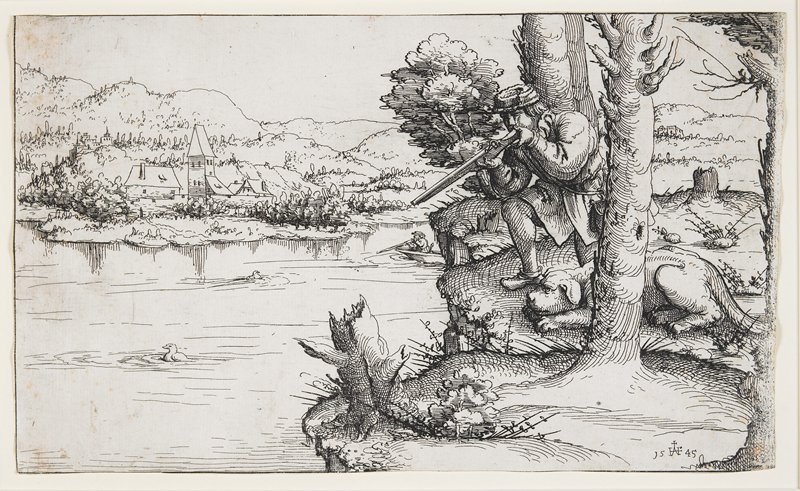 Duck Shooting with Firearms, Augustin Hirschvogel, 1545