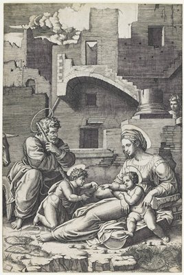 Dokumentasi “Holy Family with the Young St. John the Baptist”; Engraving touched with ink wash. Minneapolis Institute of Art.