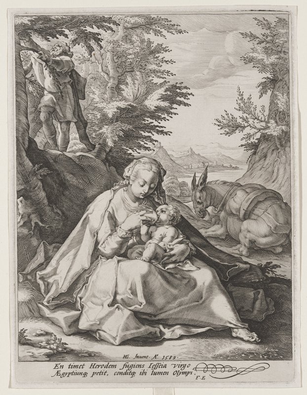 The Holy Family on the Flight into Egypt, Attributed to Jacob Matham, 1589