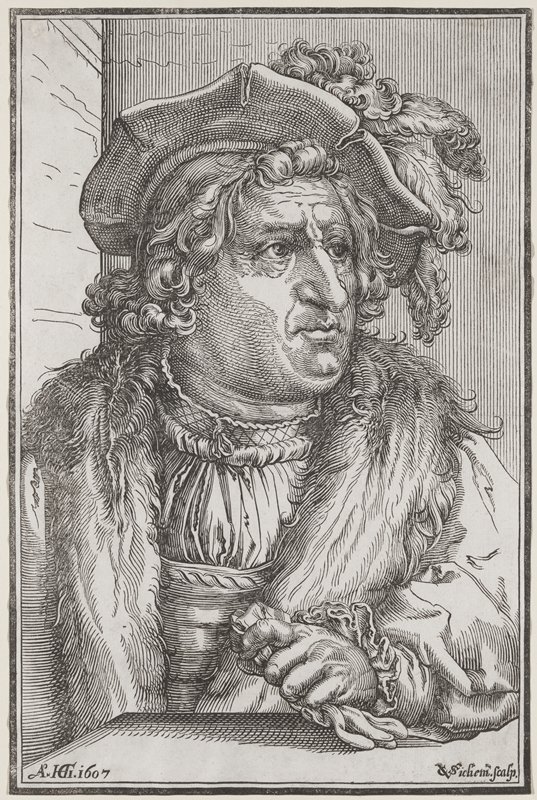 Man with a Plumed Hat, Christoffel van Sichem I, 1607