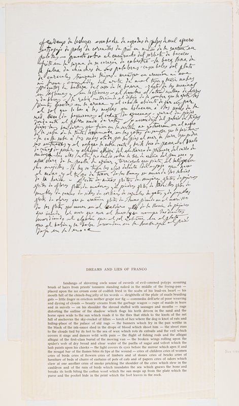 Text page from Sueño y Mentira de Franco (The Dream and Lie of Franco), Пабло Пикассо, 1937