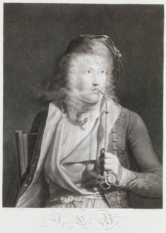 The Smoker, Portrait of Barbier-Valbonne, François Aubertin, c. 1804