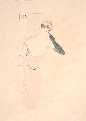 Dokumentasi “Yvette Guilbert, in Columbine a Pierrot”; Lithograph, hand-colored with stencils. Minneapolis Institute of Art.