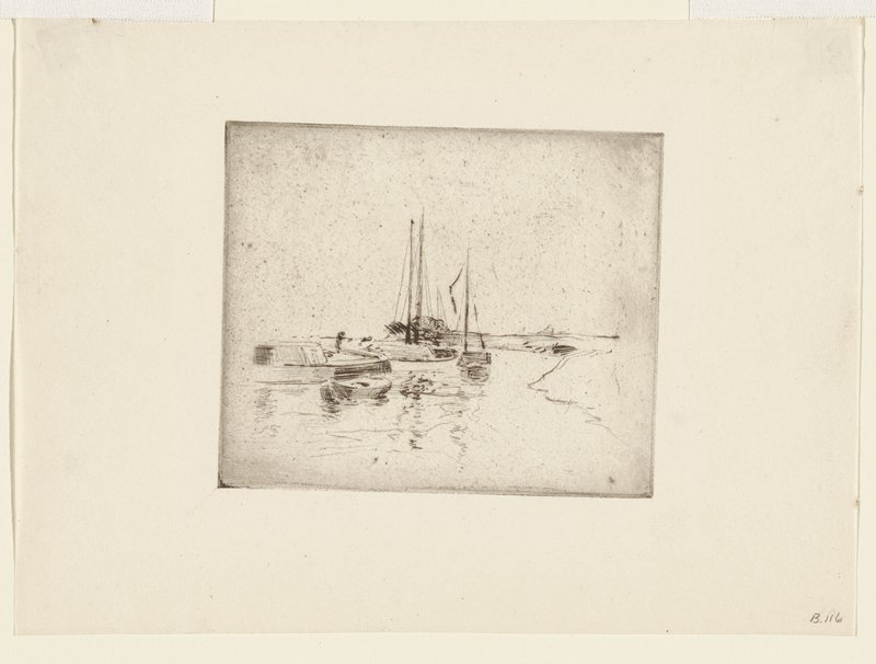 Four Boats on the Canal, Near Dordrecht, John Henry Twachtman, 1881–83 (printed 1921)