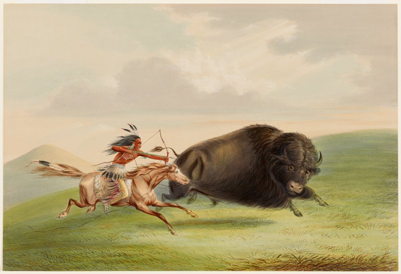 Buffalo Hunt, Chase, George Catlin, 1844