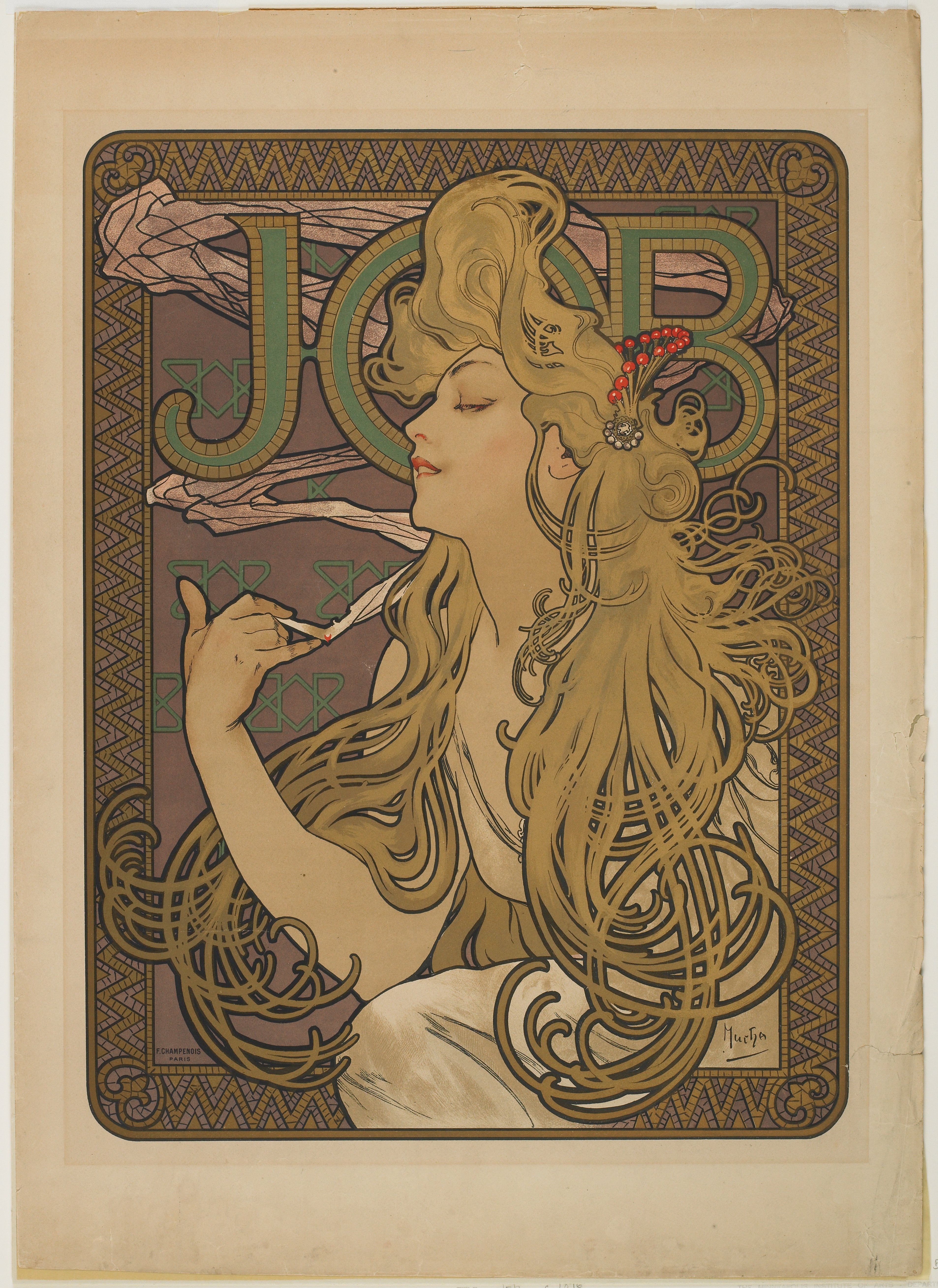 alphonse mucha job cigarettes 1898 File:Alphonse - 1.jpg Job, Alphonse Mucha; Printer: F.