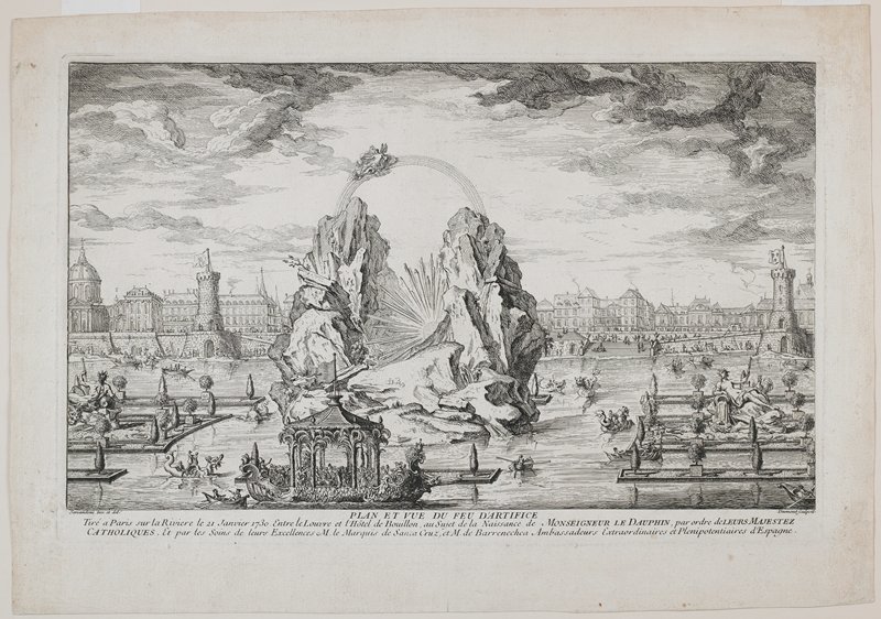 Fireworks Dislay in Paris for the Birth of the Dauphin on January 21, 1730, Jacques Dumont le Romain, 1730