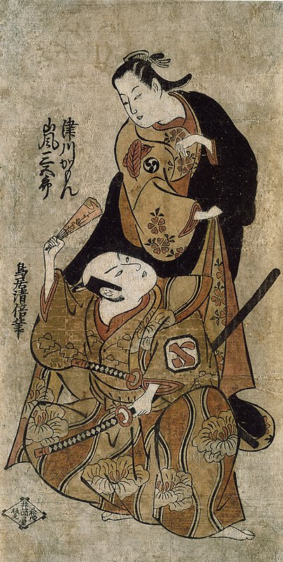 Actors Tsugawa Kamon and Arashi Sangorō, Torii Kiyomasu ll, 1727
