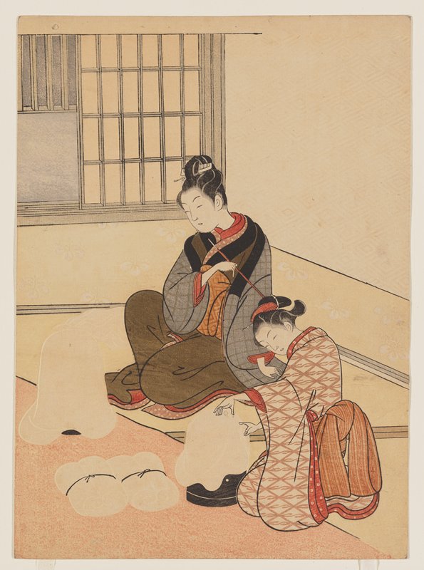 Evening Snow of the Floss Shaper [later edition], Suzuki Harunobu
