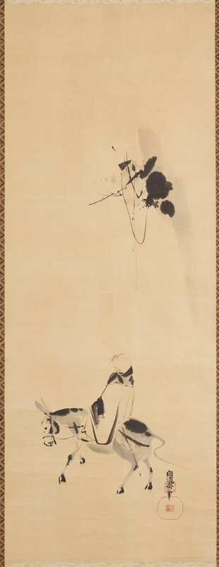 Priest Riding a Donkey, attributed to Kano Naonobu, 17th century