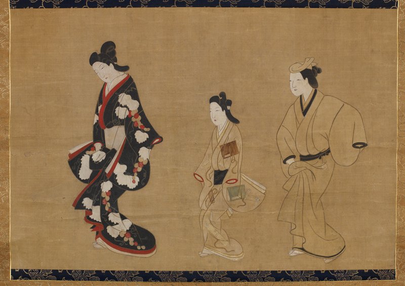 Courtesan, Kamuro and Wakashu, Hishikawa School, c. 1695