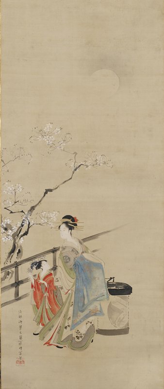 Moonlight [left of the pair Beauties in Spring], Hosoda Eishi, c. 1798