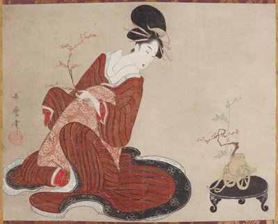 Woman Making a Flower Arrangement, Kitagawa Utamaro, c. 1802