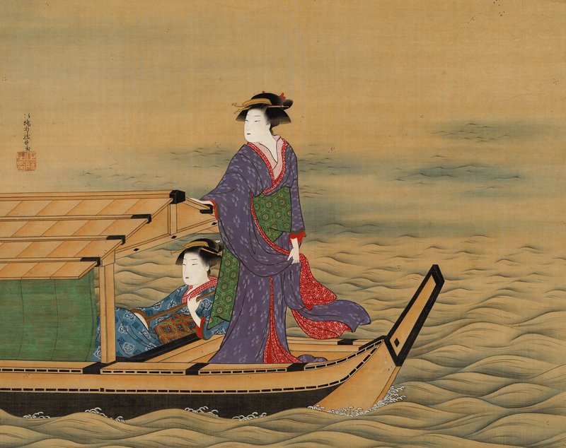 Two Beauties in a Pleasure-Boat, Isoda Koryūsai, c. 1783