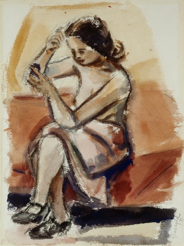 Girl Combing Her Hair, Harry Glassgold, 1937