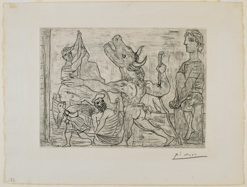 Minotaure aveugle guidé par une fillette, III by Pablo Picasso