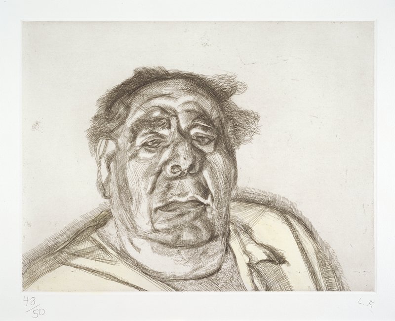 Lord Goodman in His Yellow Pyjamas, Lucian Freud, 1987