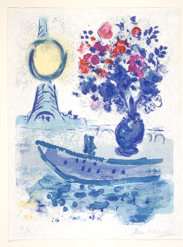 Bateau-Mouche with Bouquet, Marc Chagall, 1960