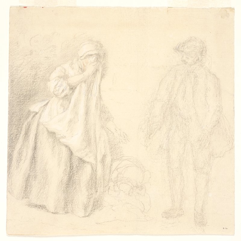 Two Figures, Jacques Andre Portail, 18th century
