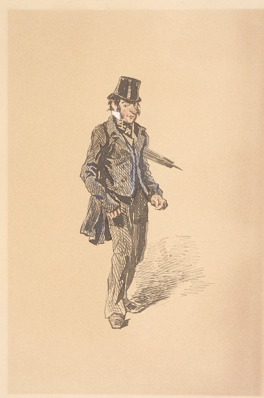 Man with an Umbrella, Paul Gavarni, 19th century