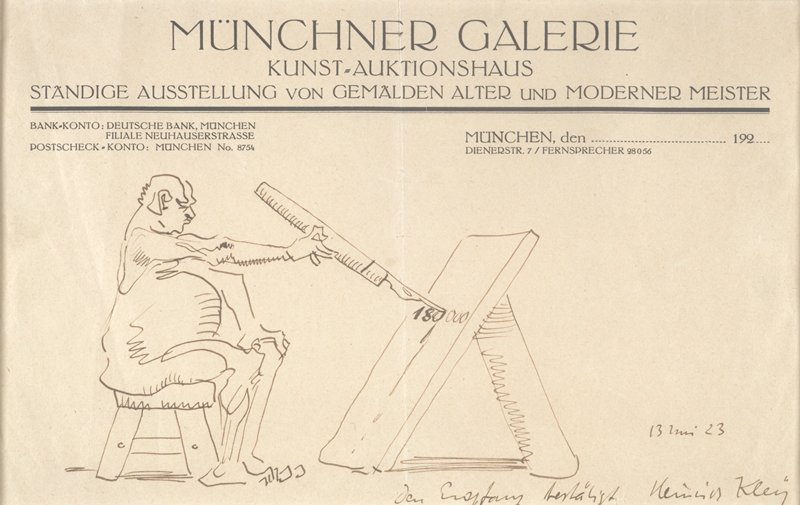 Caricature of an Obese Man Seated at an Easel, Heinrich Kley, 1923
