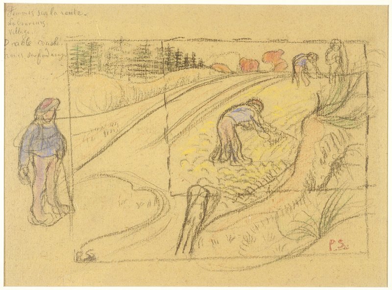 Peasants in a Field (recto); Procession of Bretonne Women with Study of Two Female Figures (verso), Paul Serusier, c. 1890–95