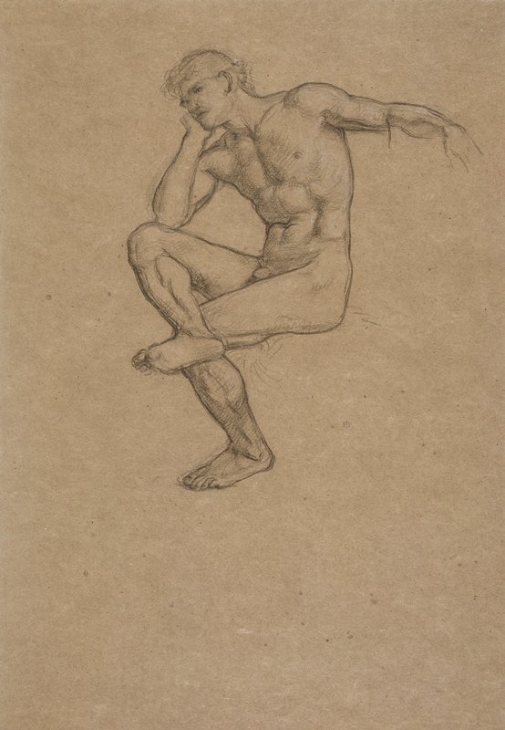 Seated Nude Figure of a Man, Sir Edward John Poynter, 19th century