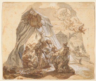 Dokumentasi “Judith with the Head of Holofernes, and a Vision of the Virgin and Child Casting Out Evil”; Pen, brown ink and wash, heightened with white gouache on laid paper. Minneapolis Institute of Art.