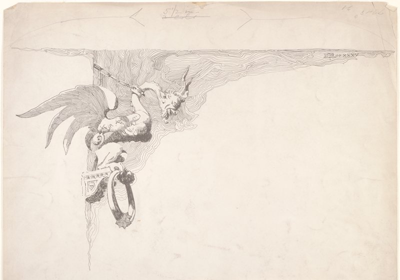Gargoyle/Finial/Torch-holder, Joseph Pennell, c. 1883