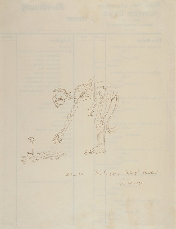 Caricature of Demon with Tail, Heinrich Kley, 1923