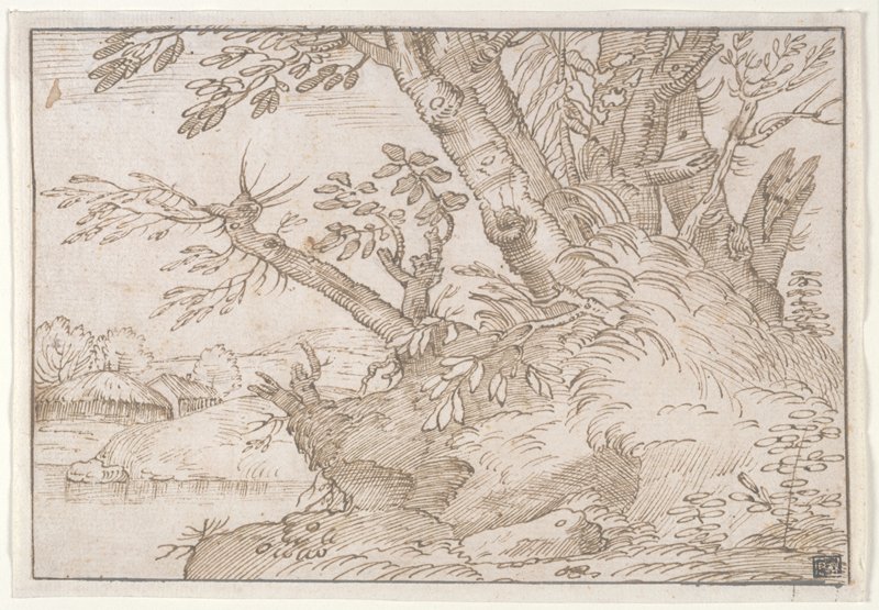 Landscape with Trees, Giovanni Francesco Grimaldi, 17th century