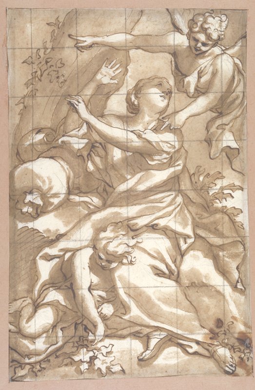 Hagar and Ishmael in the Desert, Domenico Piola, 17th century