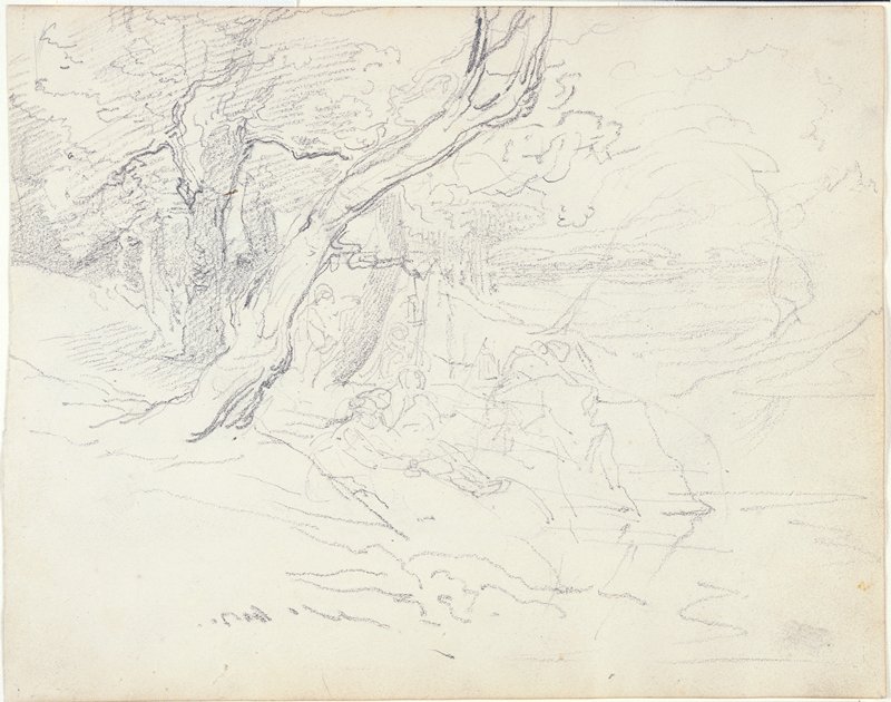 Drawing, Théodore Rousseau, 1834 recto (verso 1825)