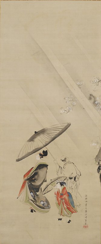 Rain [right of the pair Beauties in Spring], Hosoda Eishi, c. 1798