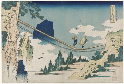Dokumentasi “The Suspension Bridge on the Border of Hida and Etchū Provinces”; Woodblock print (nishiki-e), ink and color on paper. Minneapolis Institute of Art.