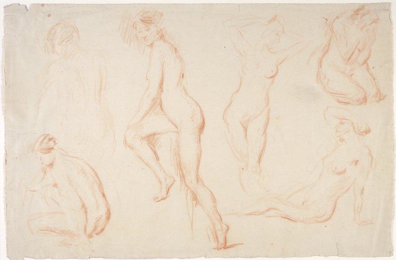Six Studies of a Female Nude, Charles Chaplin, 19th century