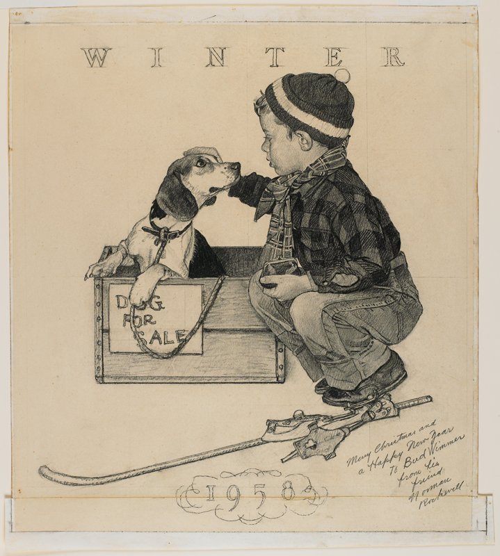 Boy and Dog: For Sale, Norman Rockwell, 1958