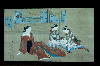 Courtesan and Two Attendants, Okumura Masanobu, c. 1735