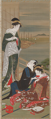 Party at a Teahouse in Shinagawa, Utagawa Toyoharu, c. 1794