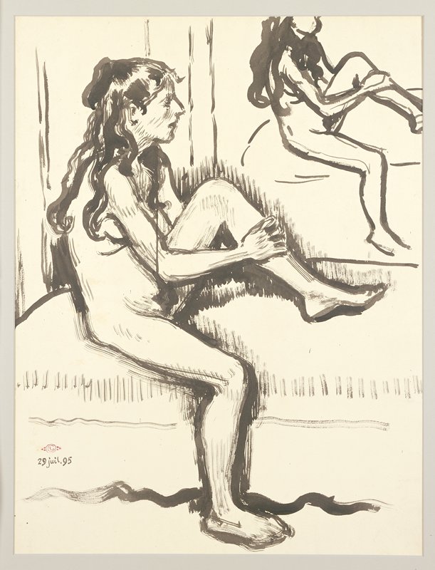 Seated Young Woman, Reflected in Mirror, Georges Joseph Laurent Lemmen, 1895