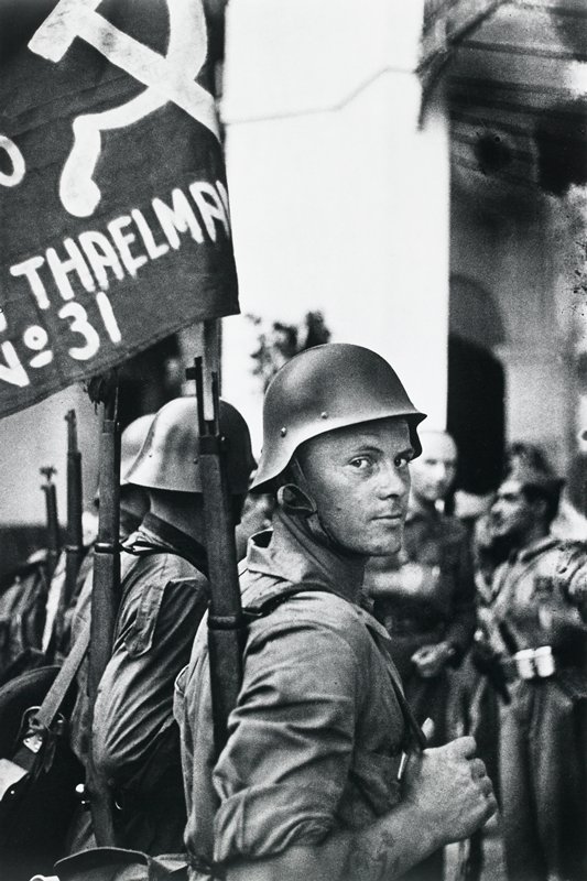 A Spanish Civil War unit named after Ernst Thaelmann, a German communist. It was composed of anti-Nazi Germans and fought for the Republic of Spain against Franco., David Seymour, 1936