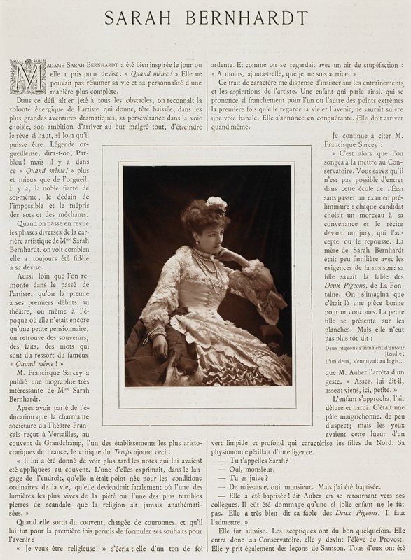Sarah Bernhardt, Emile Tourtin, 1877