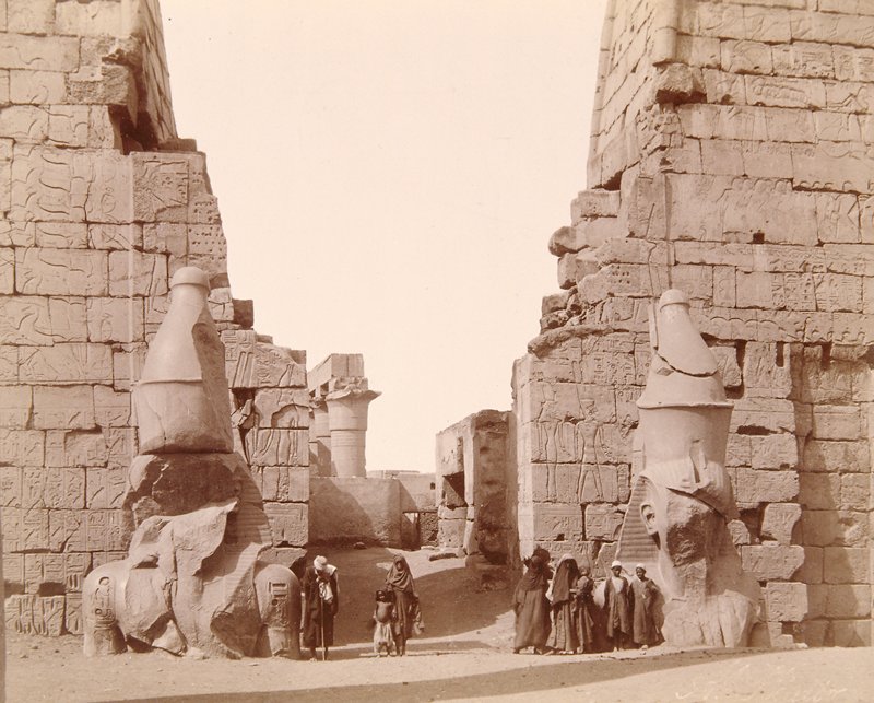 Pylon and Colossi of Ramesses II, Antonio Beato, 19th century