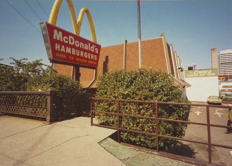 Dinkytown McDonald's Behind It's Hedges, Minneapolis, Stuart D. Klipper, 1974