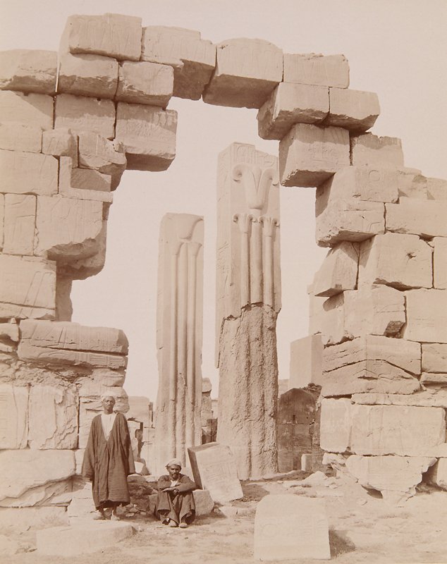 Granite Pillars Built by Tuthmosis III, Antonio Beato, 19th century